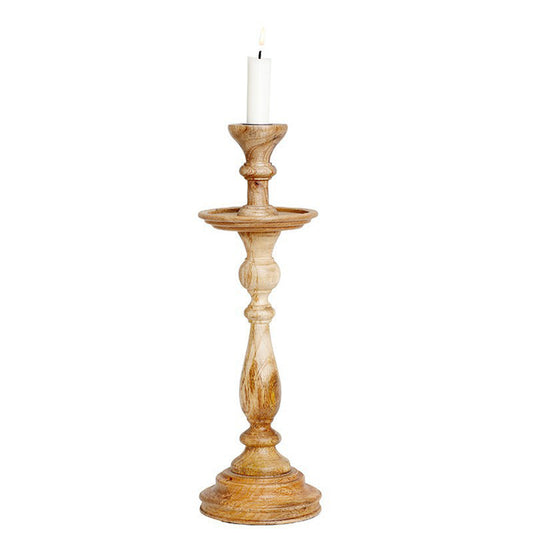 Eleganz pur: Kerzenständer 'Mia' für Ihr Interieur, 30 cm, Geschnitzter Holz-Kerzenhalter in Dunkel, Hochwertige Verarbeitung