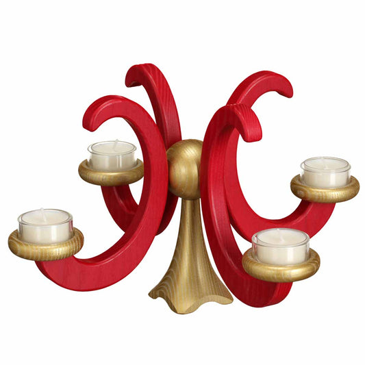 Adventsleuchter Esche 33cm: Festlicher Kerzenständer in Rot für die Weihnachtszeit