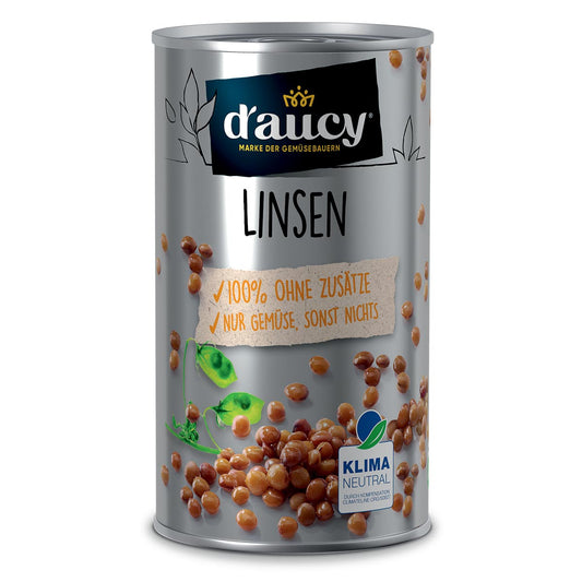 d'aucy Linsen, 285g Dose, ohne Salz & Zucker, ohne Konservierungsstoffe