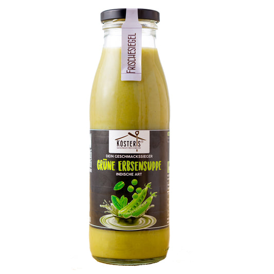 Kösters Köstlichkeiten Grüne Erbsensuppe indische Art im Glas 480 ml hergestellt in Deutschland