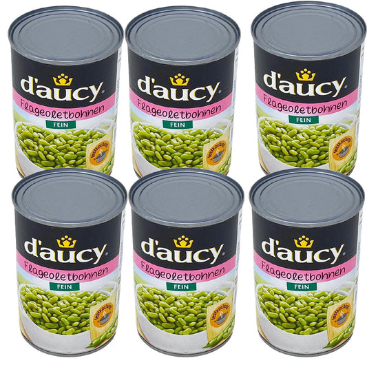 d'aucy Flageolets: Feine grüne Bohnenkerne in der 6er-Packung - Genuss aus der Dose