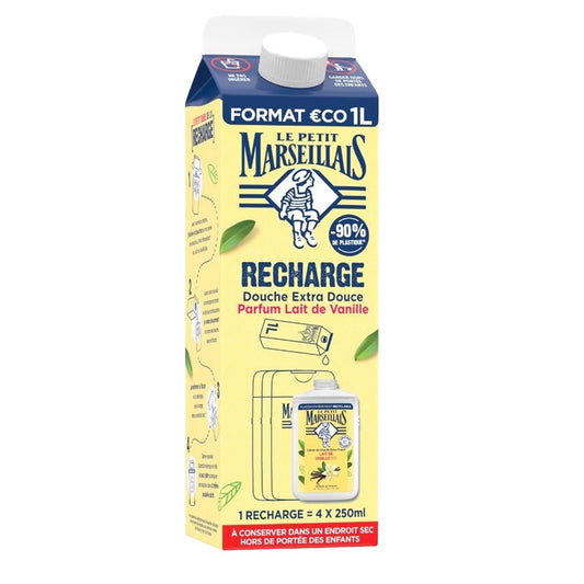 Le Petit Marseillais Duschgel  Vanille Milch 1 Liter Nachfüllpack aus Frankreich