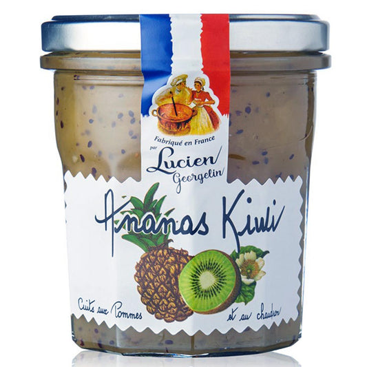 Tropische Genüsse: Lucien Georgelin Ananas-Kiwi-Apfel-Konfitüre aus Frankreich 320 Gramm