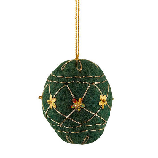 HÜBSCH Weihnachtskugel aus Filz - Bestickt, Durchmesser 7 cm für festlichen Baumschmuck