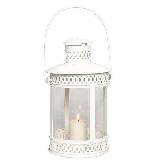 HÜBSCH Laterne "Roman" - Lichtzauber im Freien: Die ideale Kerzenlaterne für Ihren Garten, 25x38cm, Weiß