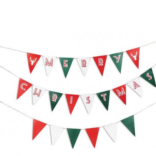 DOIY DESIGN Party Flags X-MAS: 15m Wimpelkette, Weihnachtsdekoration