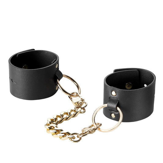 Bijoux Indiscrets MAZE - Wide Cuffs Black: Vegane Handschellen, exklusiv aus Spanien